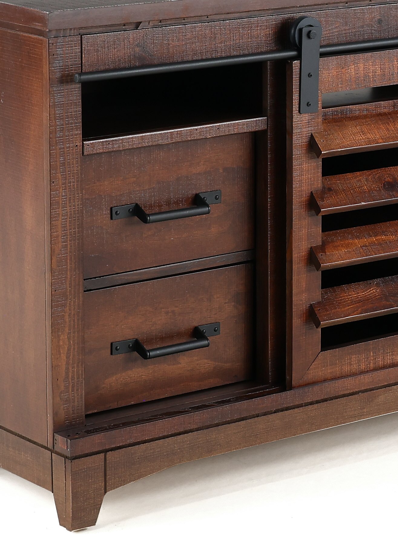 Modern Dark Brown 72 Inch TV Stand - Barndoor-4
