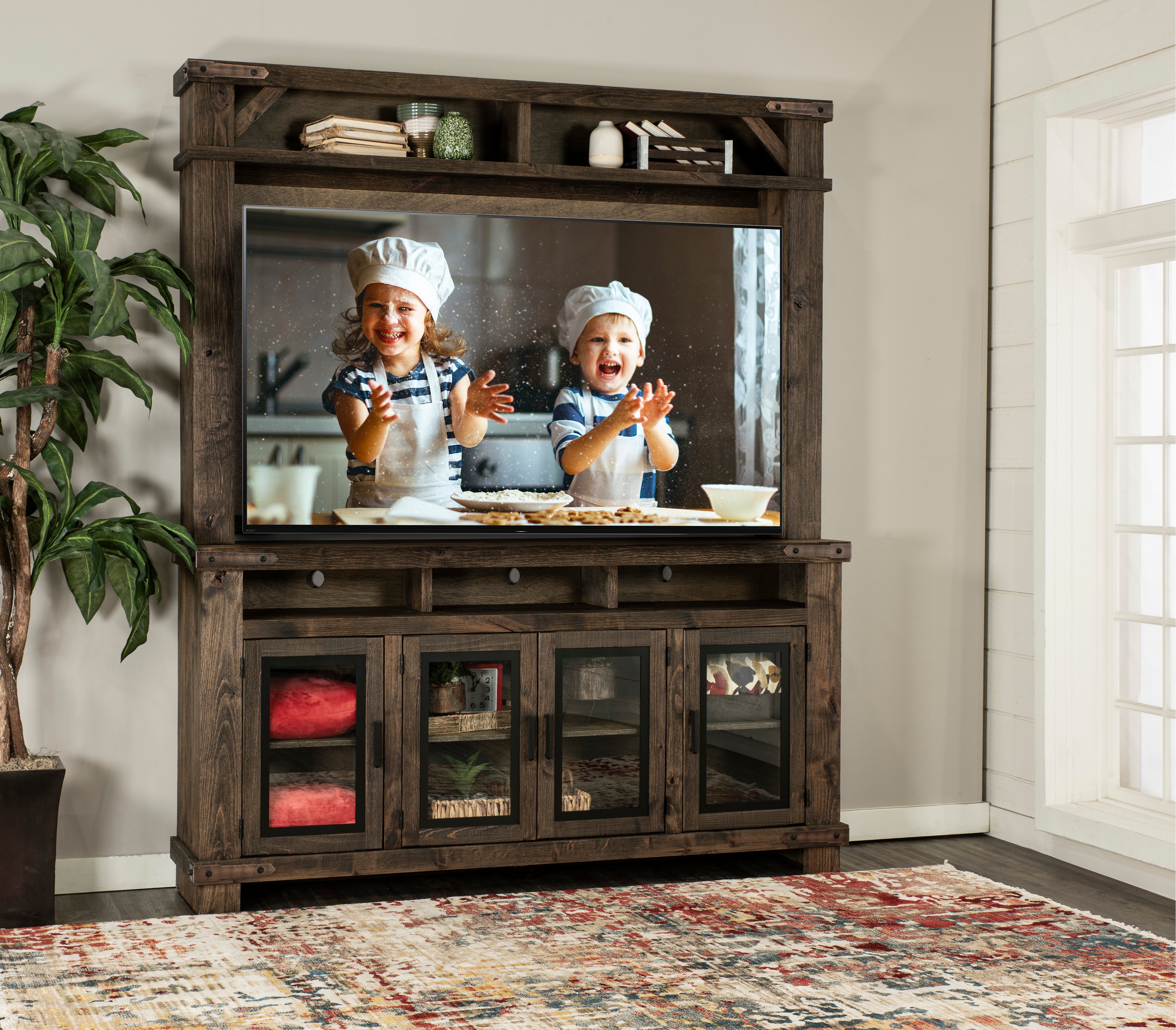 Sawyer Medium Brown Farmhouse 78 Inch Entertainment Center-2