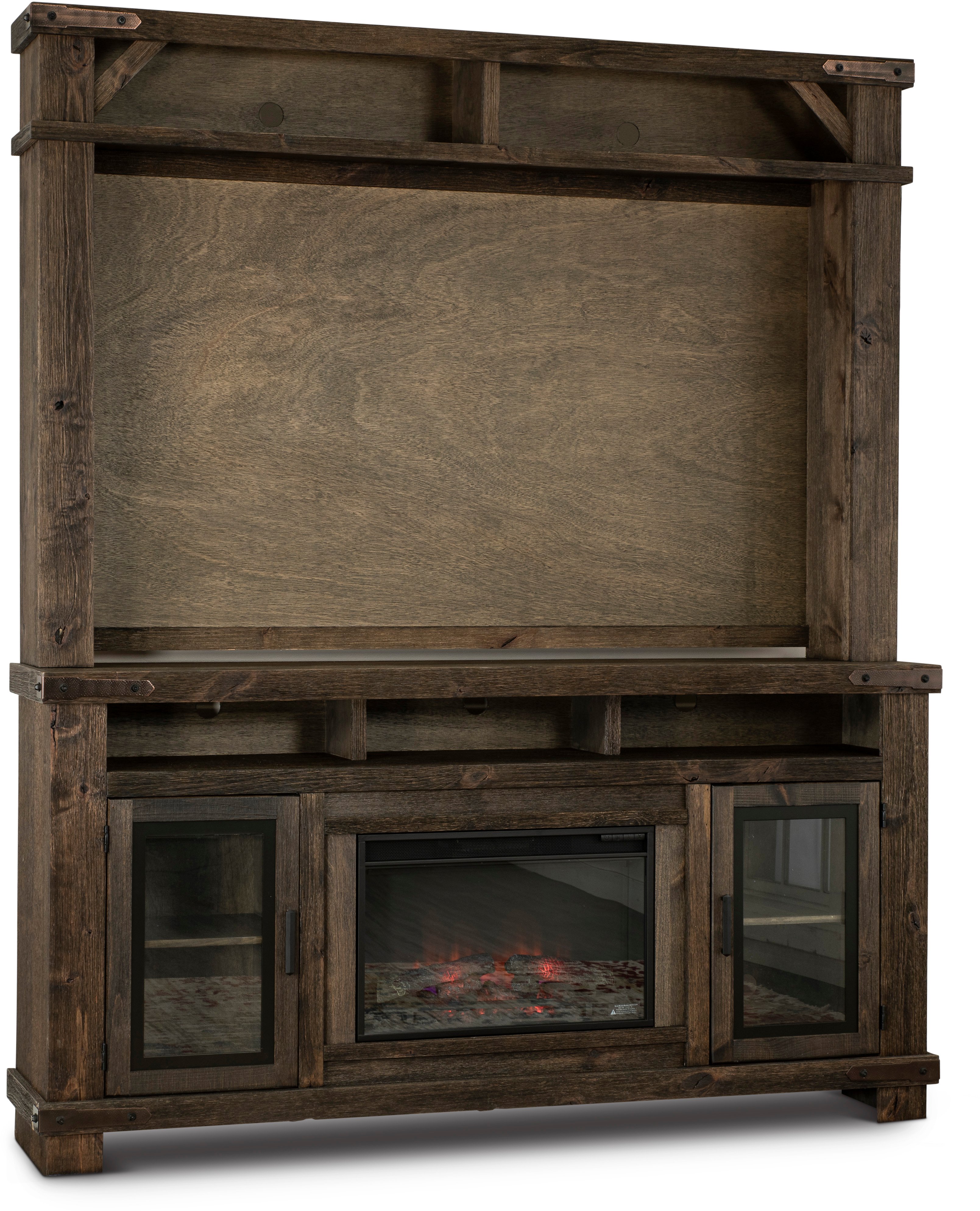 Sawyer Rustic Medium Brown Fireplace Entertainment Center-2