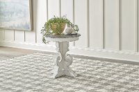 Country Chic White Washed Round End Table - Magnolia Manor