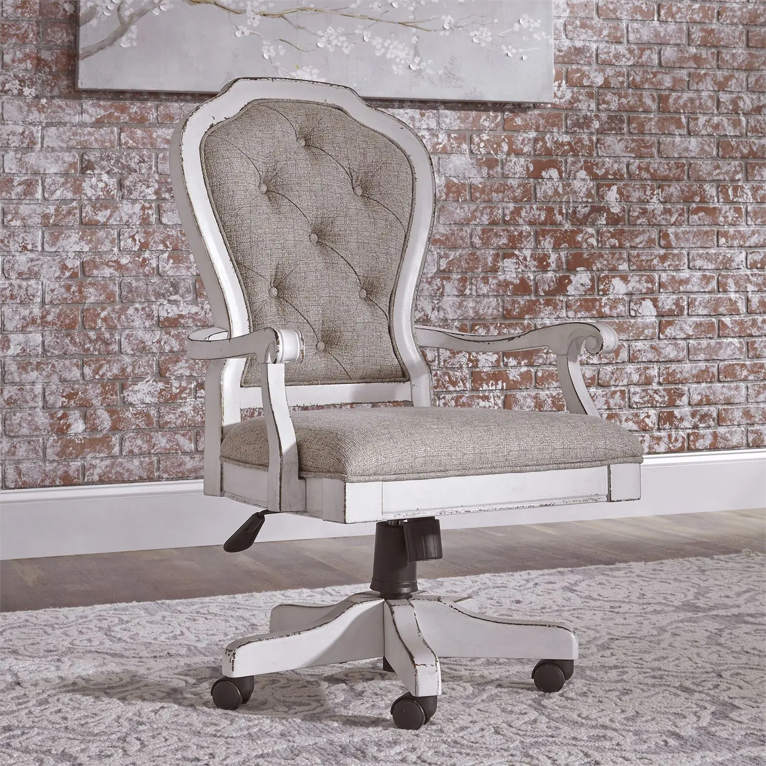 Magnolia Manor Antique White Desk Chair-2