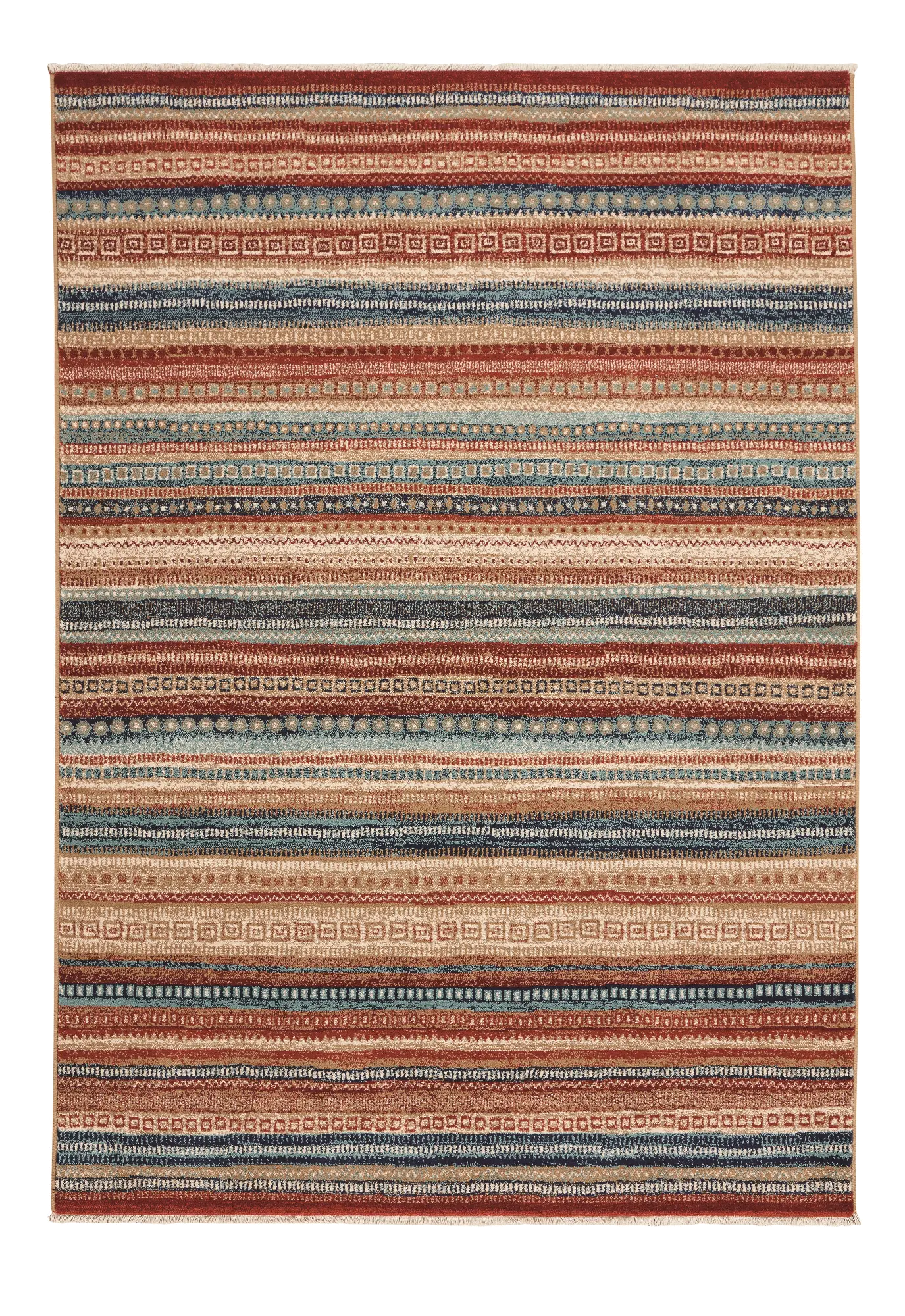 3460RS05030704960 5 x 8 Medium Red and Blue Striped Area Rug - Jules-Gabbeh-1