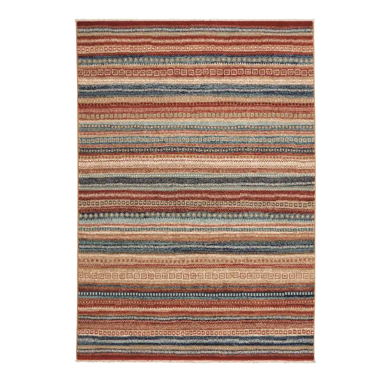 3460RS05030704960 Jules-Gabbeh 5 x 8 Red and Blue Striped Area Rug