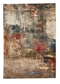 3920RS0510705940 5 x 8 Medium Distressed Beige, Blue, and Red Area Rug - Landis-Abstract