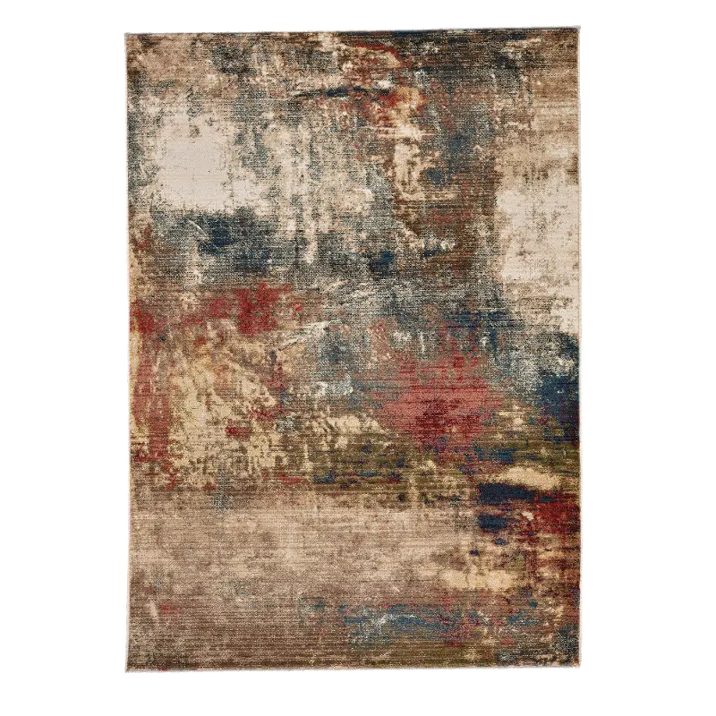 3920RS0510705940 Landis-Abstract 5 x 8 Medium Distressed Beige, Blue, and Red Area Rug