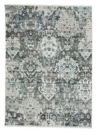 3922RS05010705370 5 x 8 Medium Charcoal Black and Ivory Area Rug - Landis-Isfahan