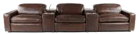 Chocolate Brown Leather 5 Piece Home Theater Seating - Spaces