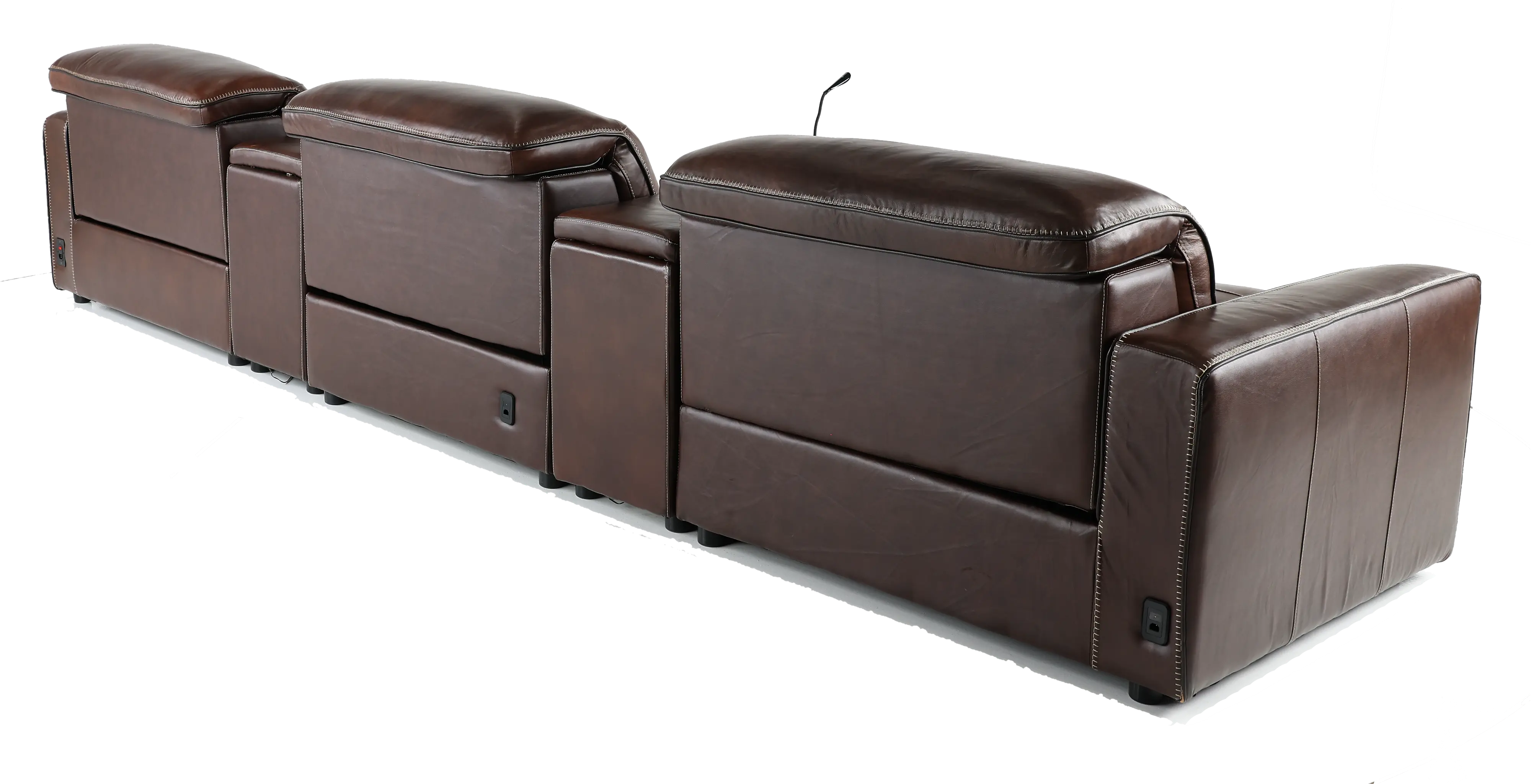Chocolate Brown Leather 5 Piece Home Theater Seating - Spaces-4