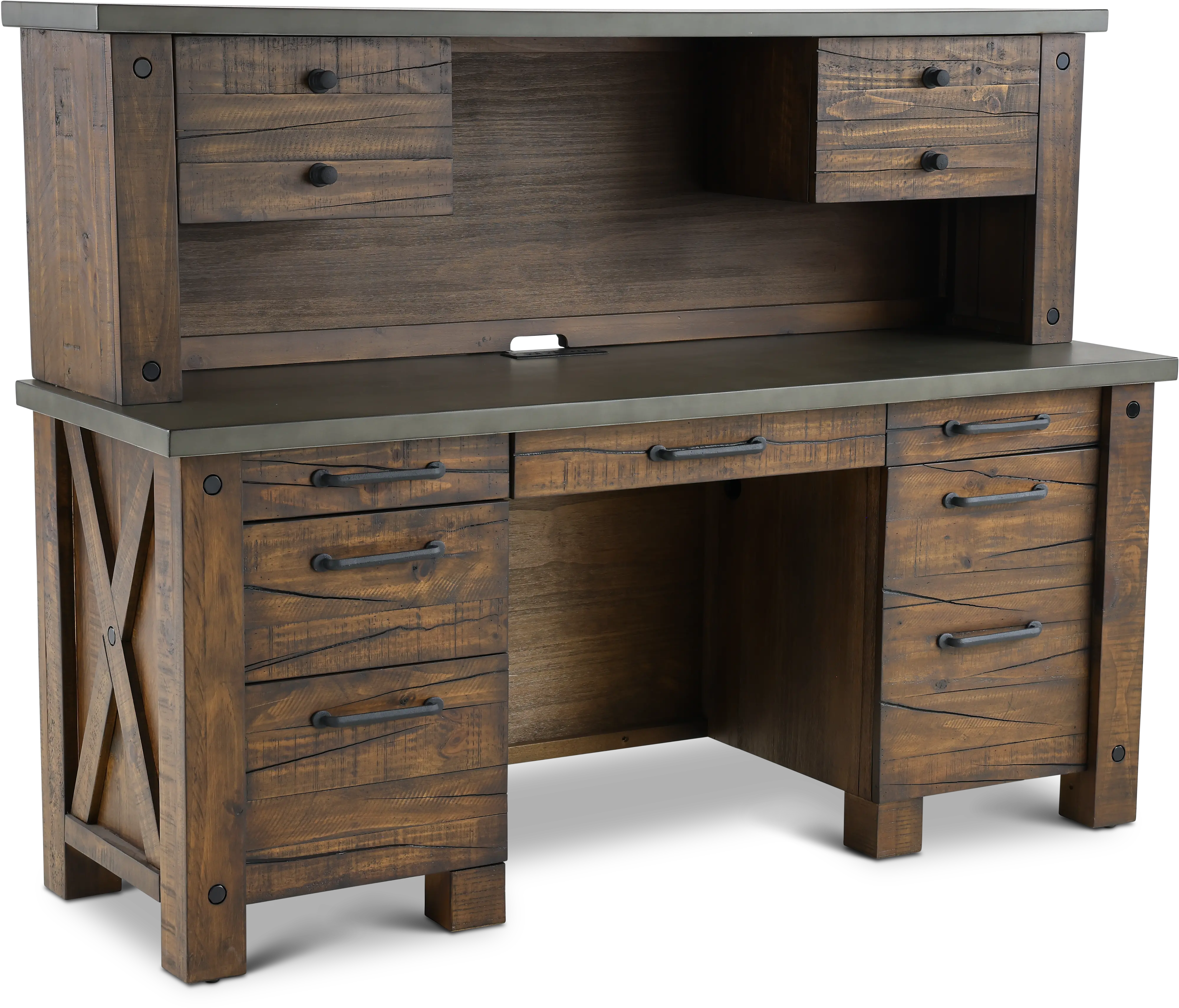 Rustic Pine Credenza and Hutch - Jasper-1