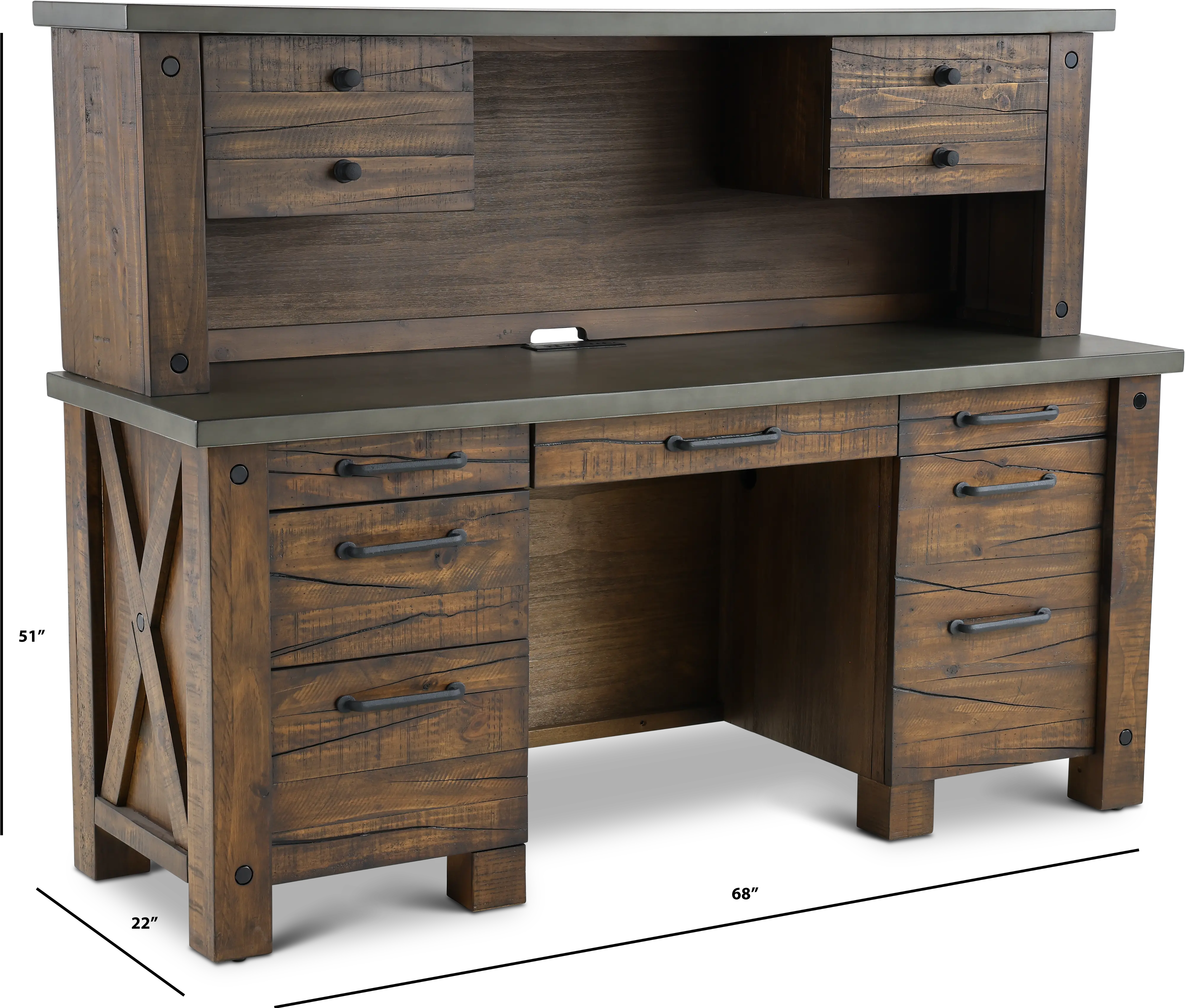 Rustic Pine Credenza and Hutch - Jasper-4