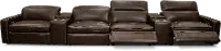 Chocolate Brown Leather 6 Piece Home Theater Seating - Spaces