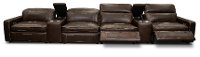 Chocolate Brown Leather 6 Piece Home Theater Seating - Spaces-4