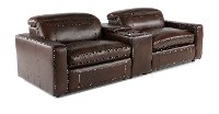 Chocolate Brown Leather Power Reclining Sofa with Console - Spaces-2