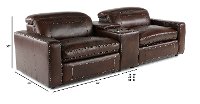 Chocolate Brown Leather Power Reclining Sofa with Console - Spaces-3