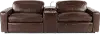 Spaces Brown Leather Power Reclining Sofa with Console