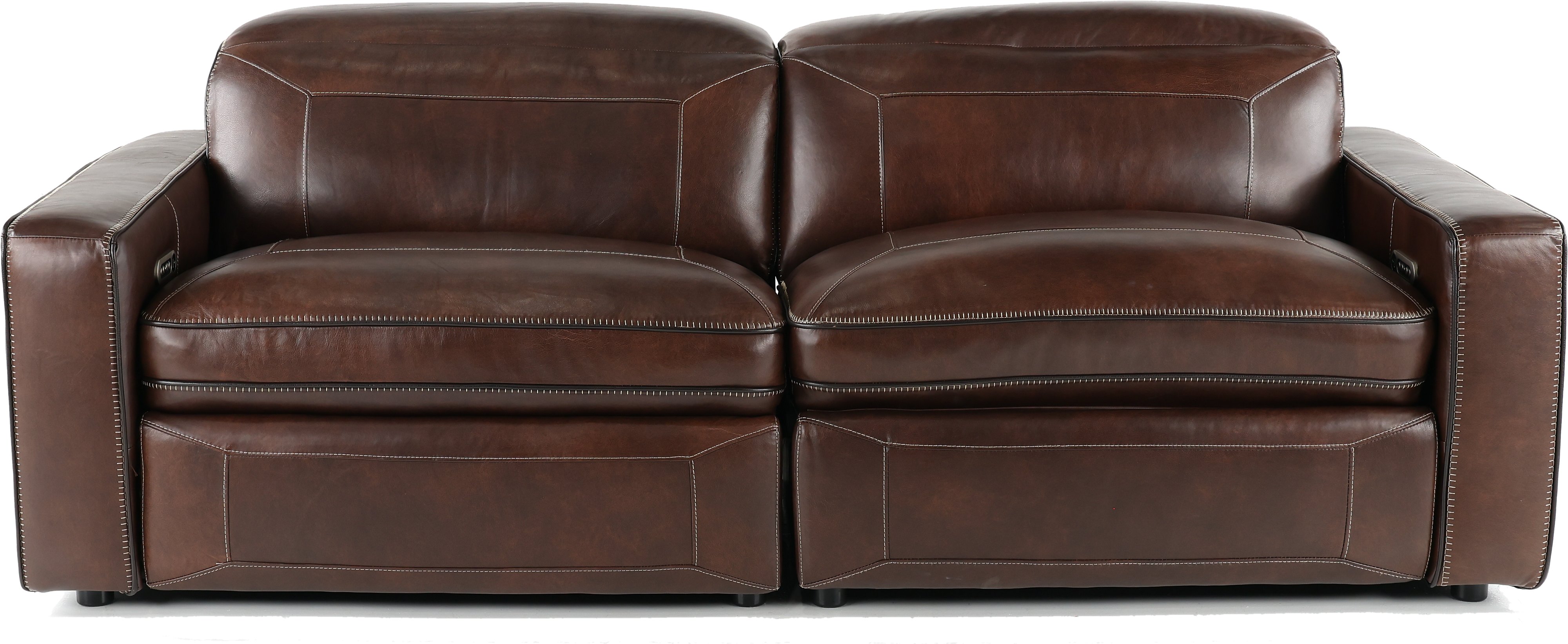 Chocolate Brown Leather Power Reclining Sofa - Spaces-1