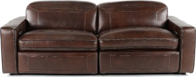 Chocolate Brown Leather Power Reclining Sofa - Spaces