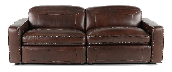 Chocolate Brown Leather Power Reclining Sofa - Spaces