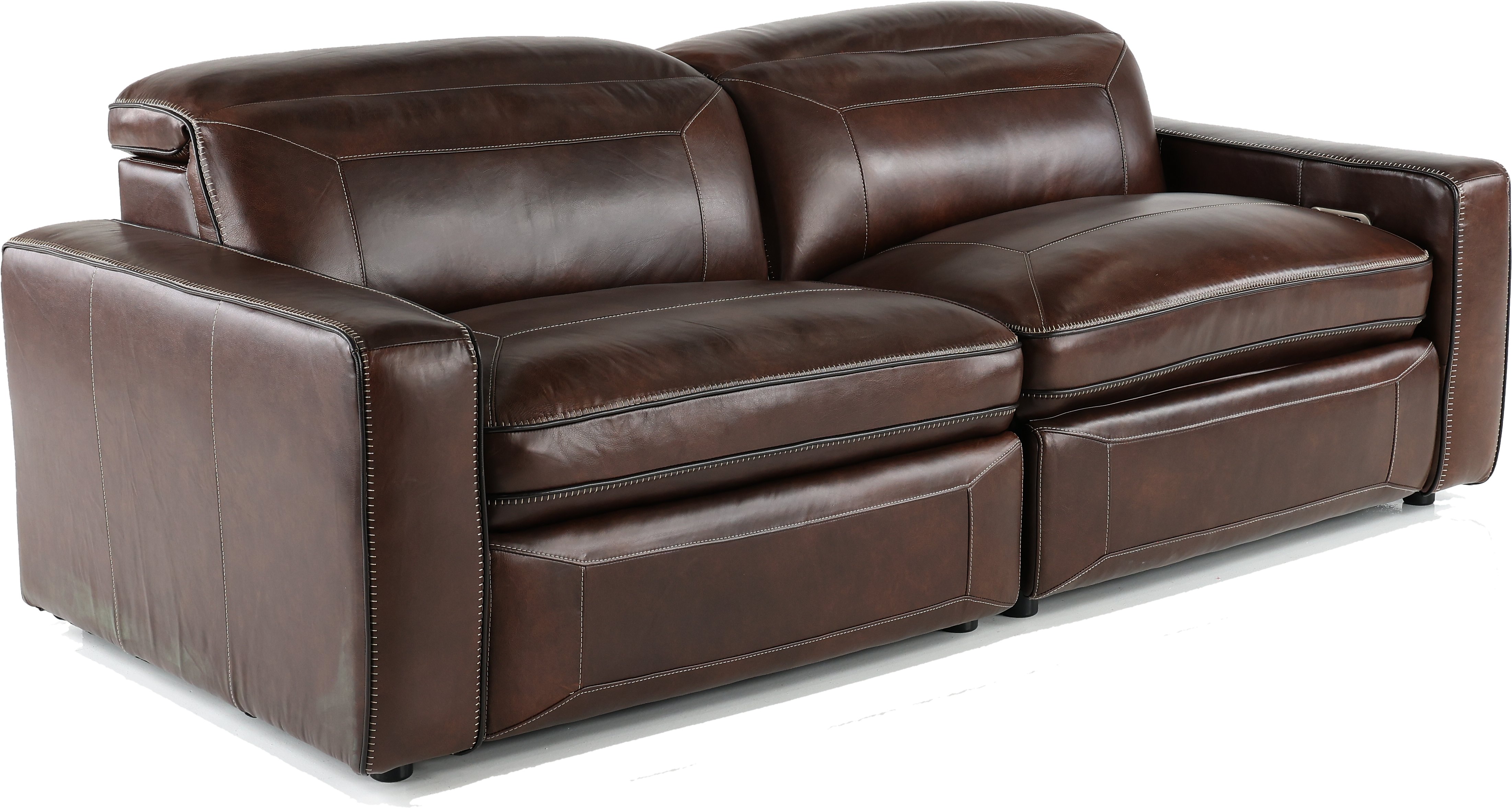 Chocolate Brown Leather Power Reclining Sofa - Spaces-2