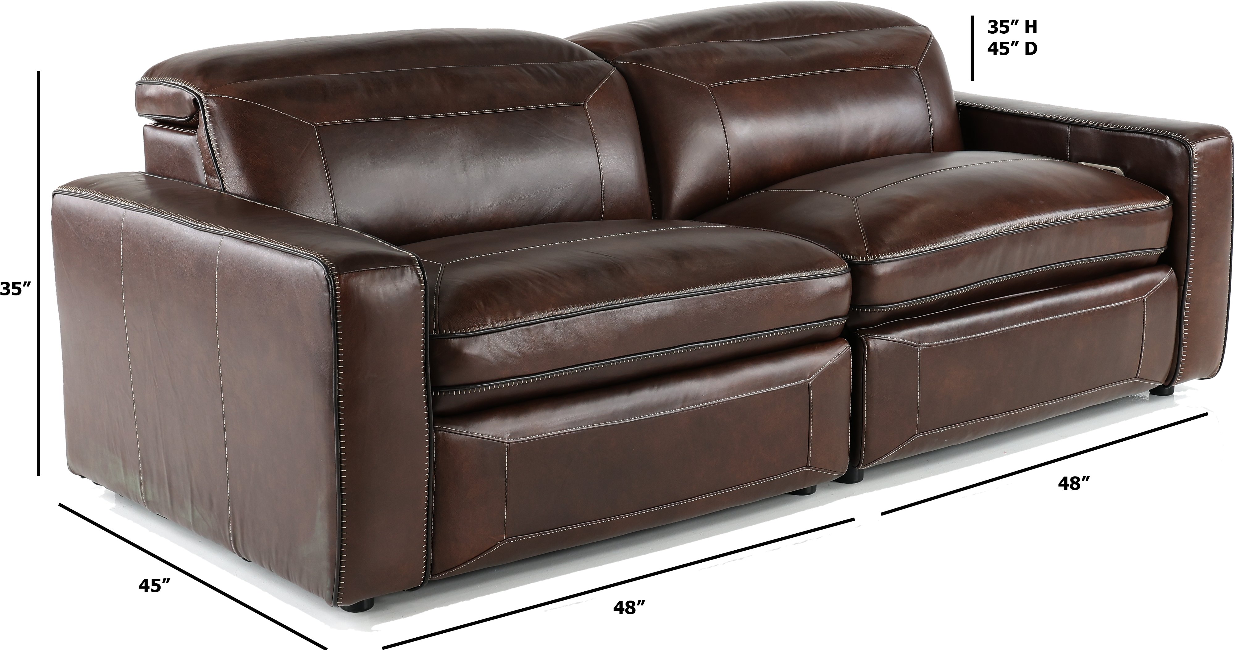 Chocolate Brown Leather Power Reclining Sofa - Spaces-3