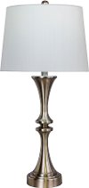 Brushed Steel Metal Table Lamp with USB Port