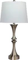 Brushed Steel Metal Table Lamp with USB Port
