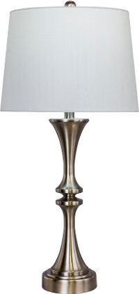 Brushed Steel Metal Table Lamp with USB Port