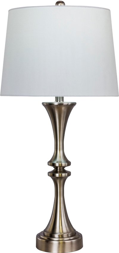 Brushed Steel Metal Table Lamp with USB Port