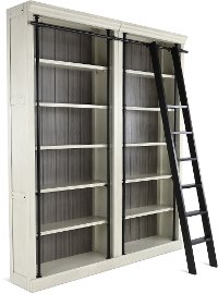 Country Chic White Bookcase and Ladder Set - Toulouse