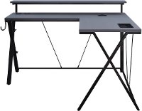 Black L-Shaped Gaming Desk with LED Lights - Checkpoint Battle Station-2
