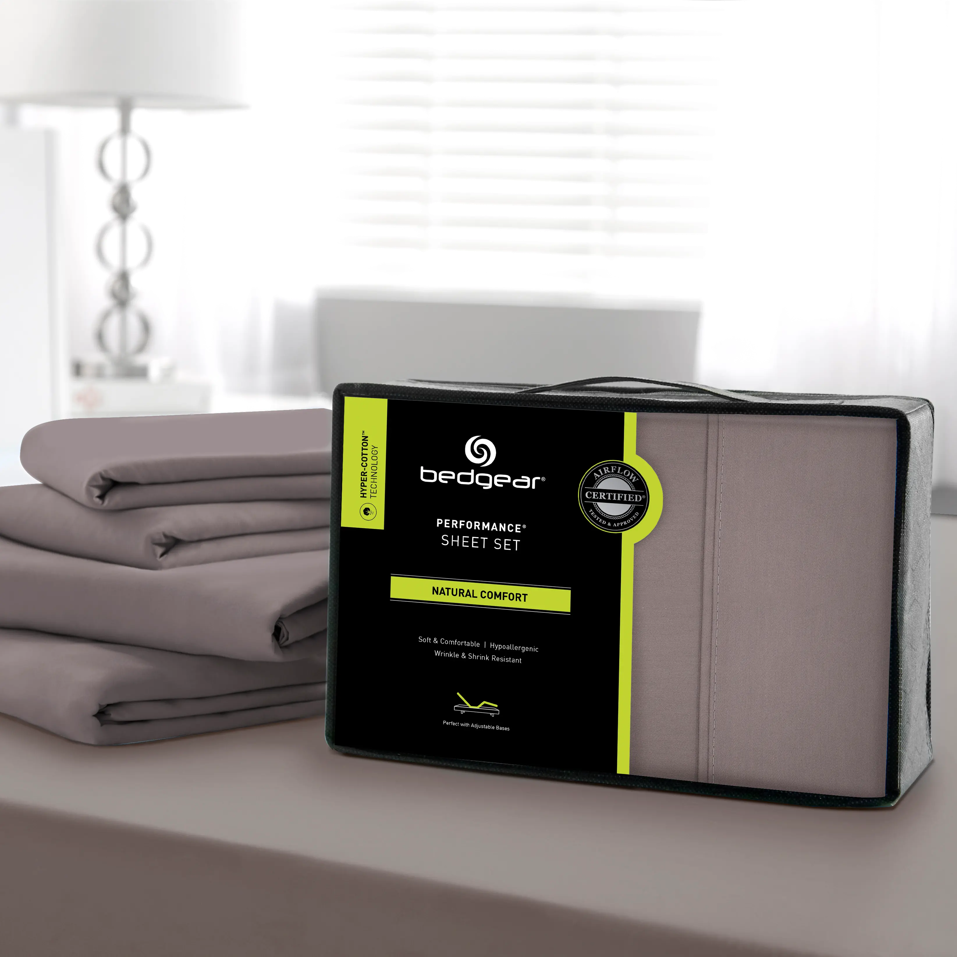 BGS21ASFT Bedgear Gray Hyper Cotton Twin Bed Sheets-6