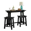 Clearance Villa Solid Wood Black Tables and Stools