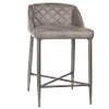 5016-828 Gray Metal Quilted Upholstered Counter Height Stool - Modern Eclectic