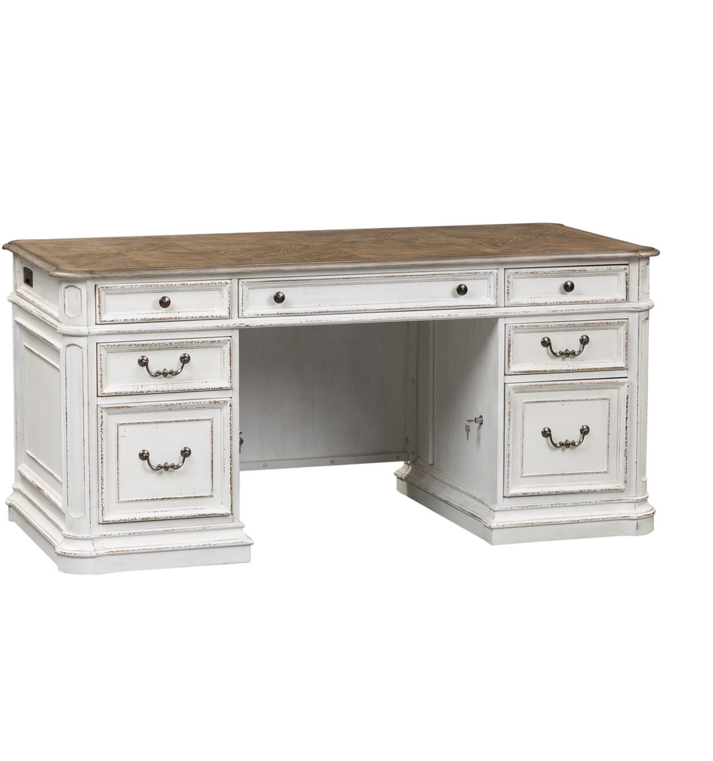 Magnolia Manor Distressed White Jr. Executive Desk-3