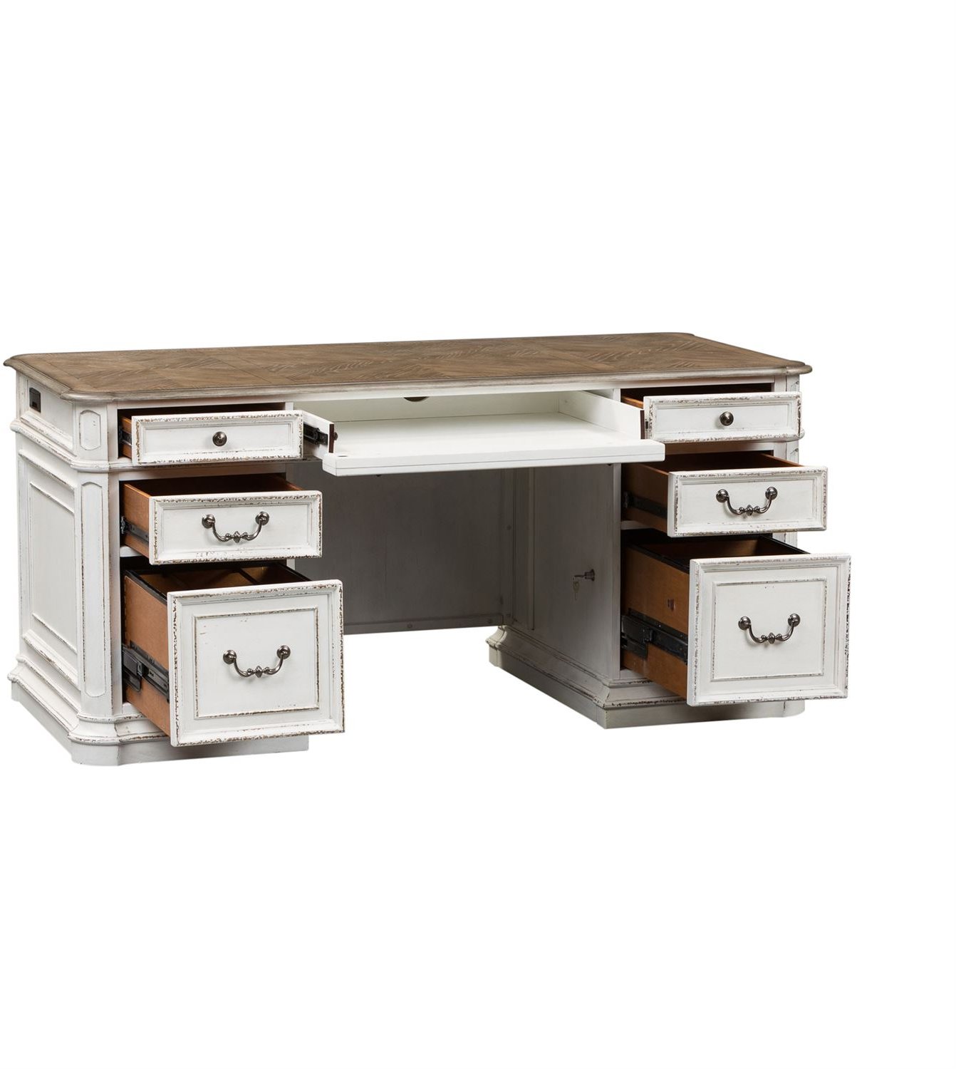 Magnolia Manor Distressed White Jr. Executive Desk-4