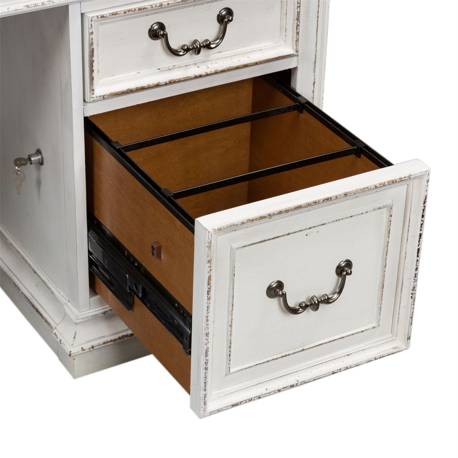 Magnolia Manor Distressed White Jr. Executive Desk-7