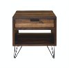 Rustic Dark Brown End Table with Metal Pulls - Cruz