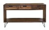 Rustic Dark Brown Sofa Table with Metal Pulls - Cruz