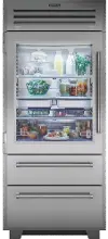 PRO3650G/LH Sub-Zero 36 Inch Professional Bottom Freezer Refrigerator With Glass Door - Left Hinge
