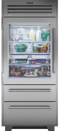 PRO3650G/LH Sub-Zero 36 Inch Professional Bottom Freezer Refrigerator With Glass Door - Left Hinge-1