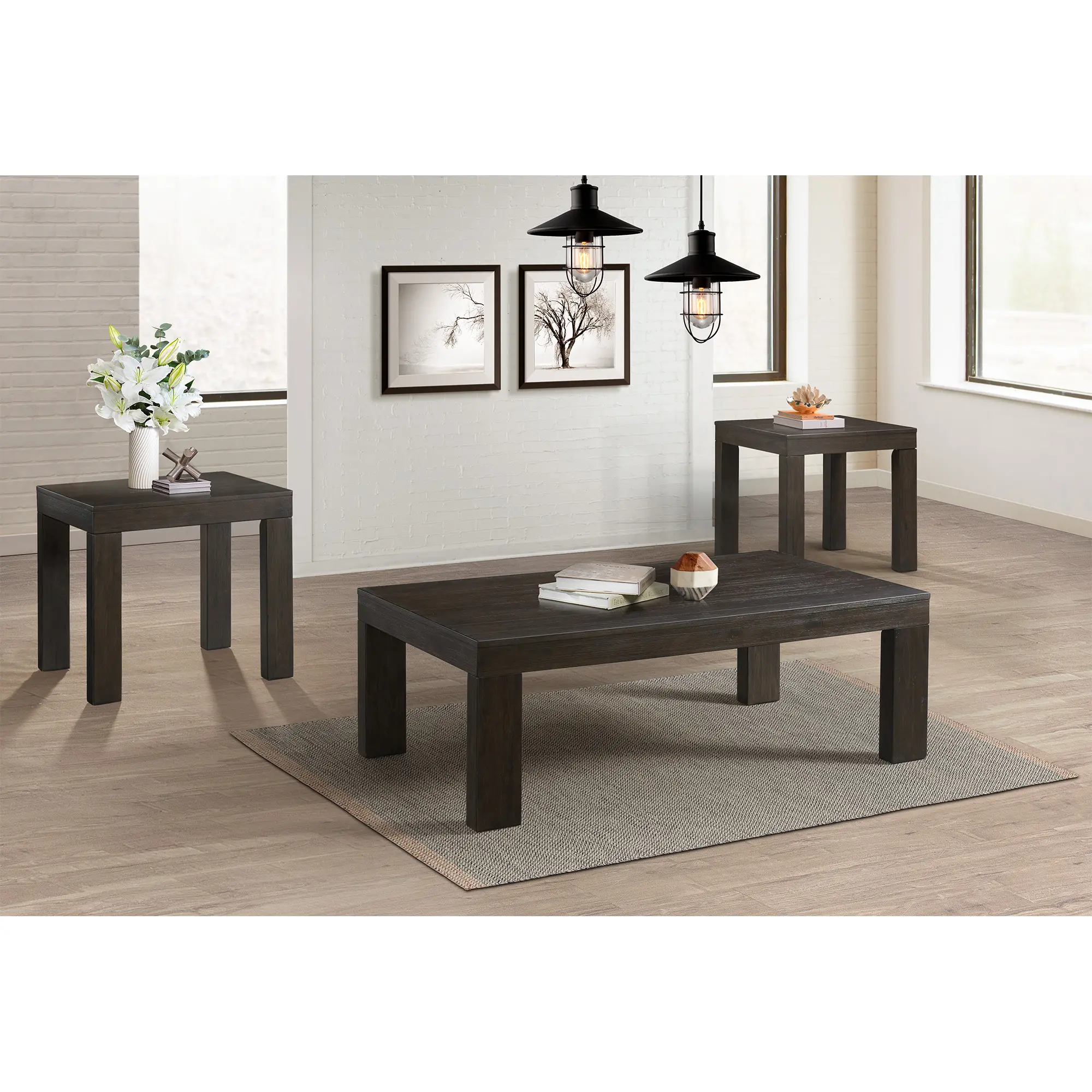 Grady Contemporary Dark Brown End Table with Built-in Outlets-2