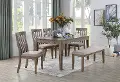 Brown Oak 6 Piece Dining Room Set with Bench - Alcott