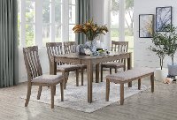 Brown Oak 6 Piece Dining Room Set with Bench - Alcott