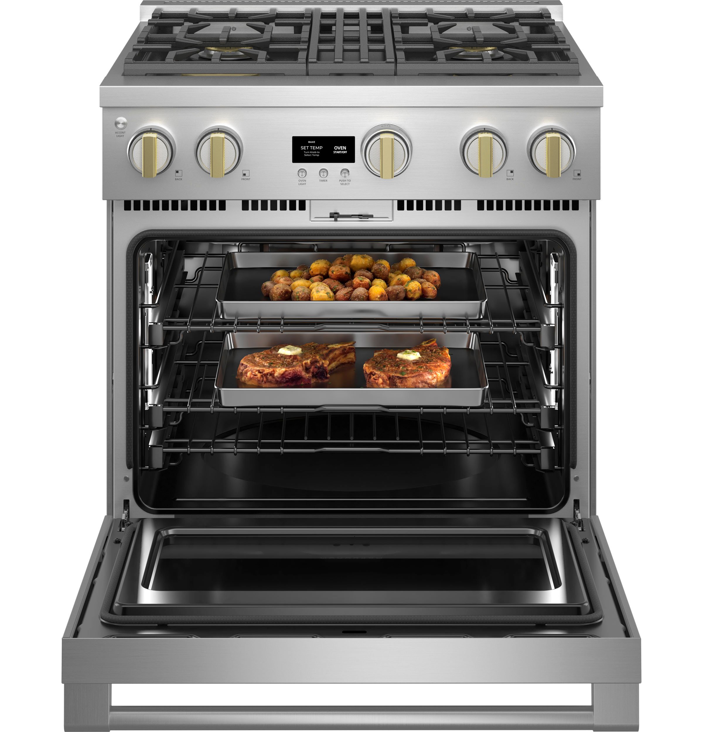 ZDP304NTSS Monogram 30 Inch Professional Dual Fuel Smart Range with Convection Oven - Stainless Steel-3
