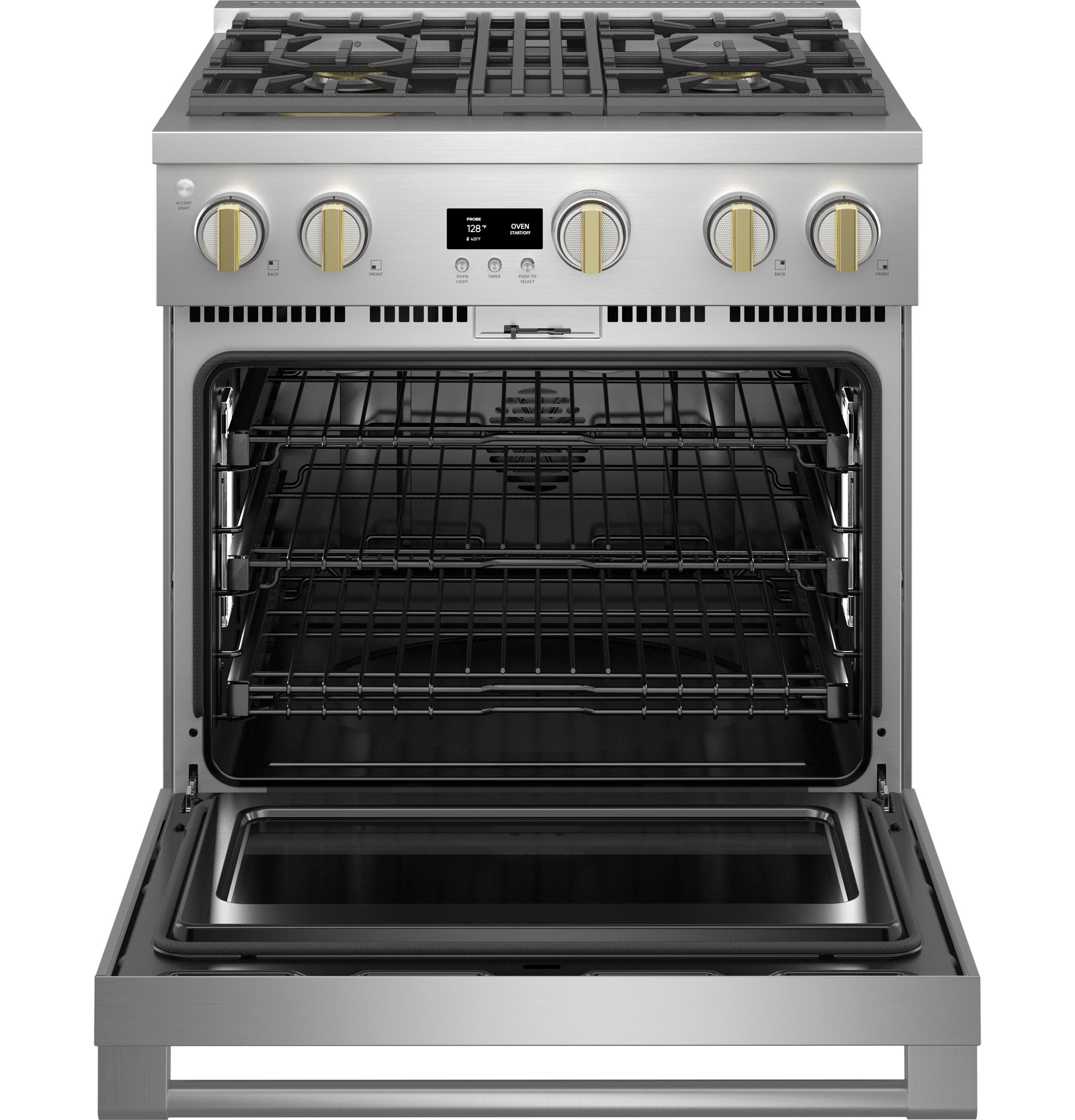 ZDP304NTSS Monogram 30 Inch Professional Dual Fuel Smart Range with Convection Oven - Stainless Steel-4
