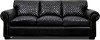 Contemporary Obsidian Black Leather Sofa - Quilted