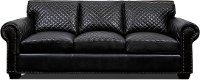 Contemporary Obsidian Black Leather Sofa - Quilted