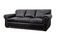 Contemporary Obsidian Black Leather Sofa - Quilted-2