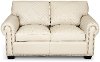 Contemporary Snow White Leather Loveseat - Quilted