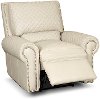 Contemporary Snow White Leather Power Recliner - Quilted